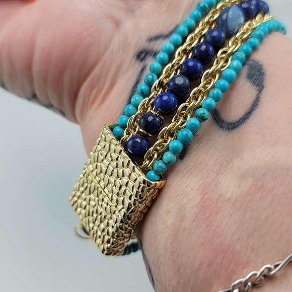 Blue, aqua and gold coloured bracelet EUC - Picture 7 of 8